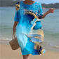 🌺S-4XL🌺Rochie largă cu gât rotund și imprimeu
