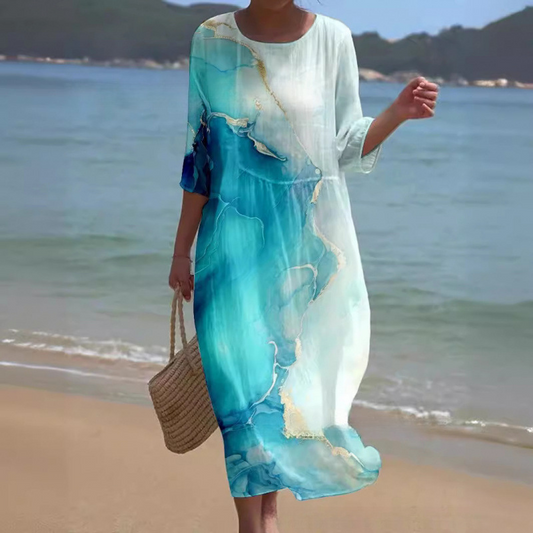 🌺S-4XL🌺Rochie largă cu gât rotund și imprimeu
