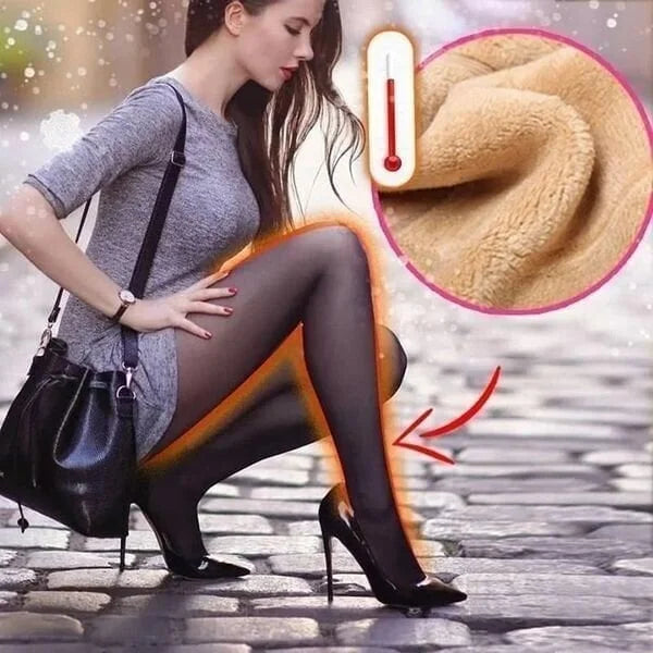 ❄️🧦 Women's Fleece Lined Tights | Fake Translucent & Thermal – Warm Look for Cold Days ✨