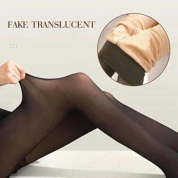 ❄️🧦 Women's Fleece Lined Tights | Fake Translucent & Thermal – Warm Look for Cold Days ✨