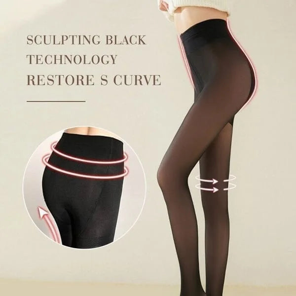 ❄️🧦 Women's Fleece Lined Tights | Fake Translucent & Thermal – Warm Look for Cold Days ✨