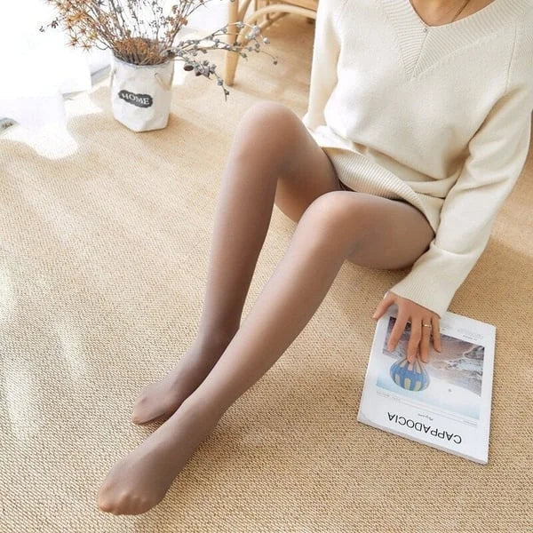❄️🧦 Women's Fleece Lined Tights | Fake Translucent & Thermal – Warm Look for Cold Days ✨