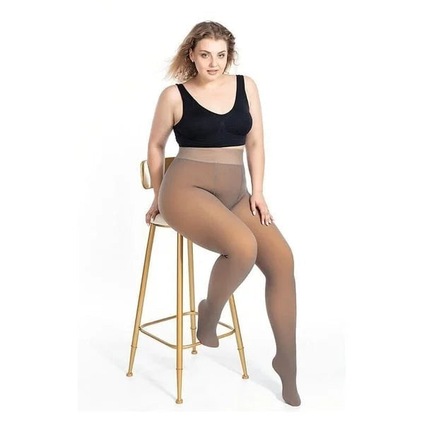 ❄️🧦 Women's Fleece Lined Tights | Fake Translucent & Thermal – Warm Look for Cold Days ✨
