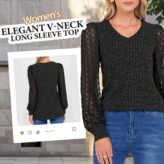 Women’s Elegant V-Neck Long Sleeve Top