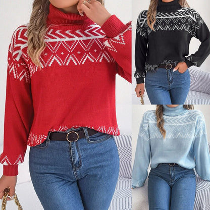 Pulover cu guler înalt din tricot pentru femei