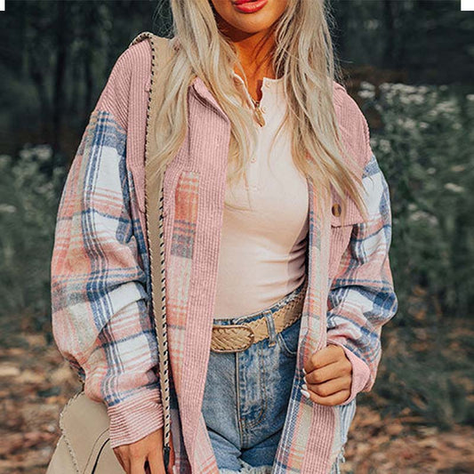 Palton casual oversized în carouri colorate