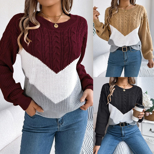Pulover casual pentru femei, cu blocuri de culori