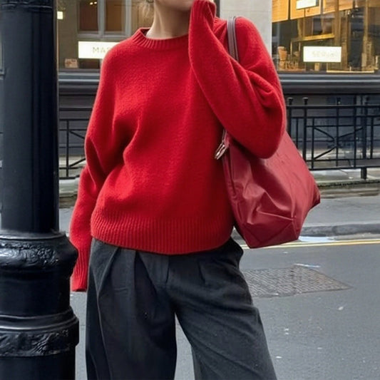 Pulover elegant, larg, cu mâneci lungi, pentru femei