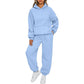 Set casual din 2 piese: bluză cu glugă și mâneci lungi și pantaloni