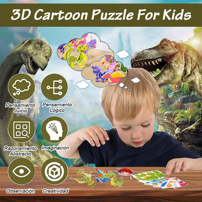 🦖🧩 Puzzle educativ 3D – În stoc & cu plata la livrare 🧠✨