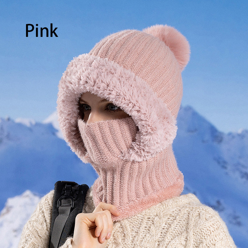 Women's Winter Knitted Beanie Scarf Mask — One-Piece 🧣