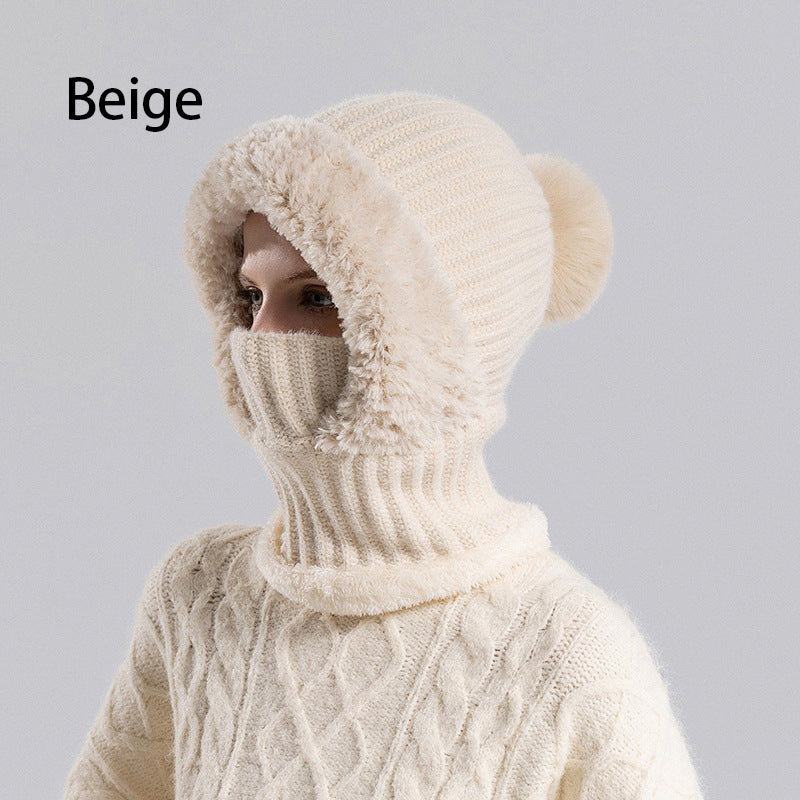 Women's Winter Knitted Beanie Scarf Mask — One-Piece 🧣