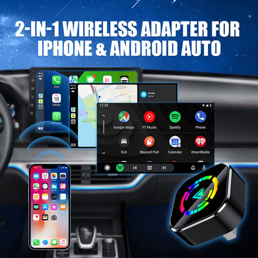 Adaptor wireless 2-în-1 pentru iPhone și Android Auto