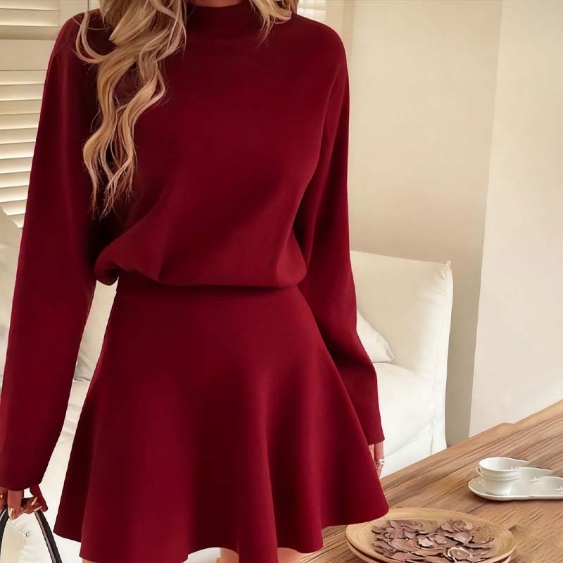 👗 Women's Mock Neck Knit A-Line Mini Dress | Effortless Style & Everyday Comfort ✨