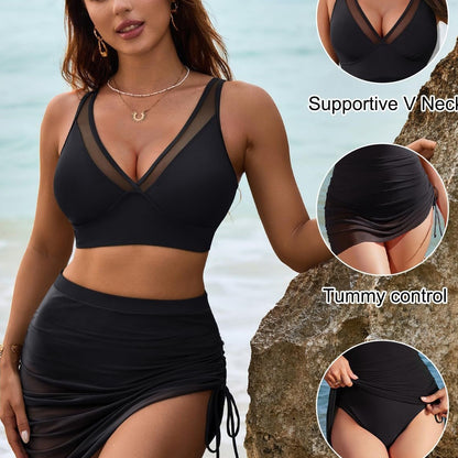 💖👙 Te simți vara? Set costum de baie cu fusta subtire! 🏖️