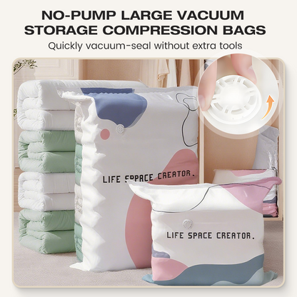 🧳 Economisește până la 80% spațiu – Sac de depozitare cu vid fără pompă pentru haine și lenjerie – ramburs ✨