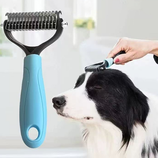 🐾🧹 Perie dublă pentru animale de companie (pentru pisici și câini) – Îndepărtează părul mort și descurcă nodurile – Plată la livrare 🐶✅