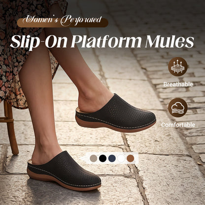 👡 Mules cu platformă perforate, tip slip-on pentru femei – În stoc & ramburs 💨✨