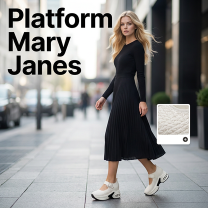 👡 Pantofi Mary Janes cu platformă respirabili din material țesut –Transport gratuit & ramburs 🌬️✨