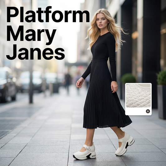 👡 Pantofi Mary Janes cu platformă respirabili din material țesut –Transport gratuit & ramburs 🌬️✨
