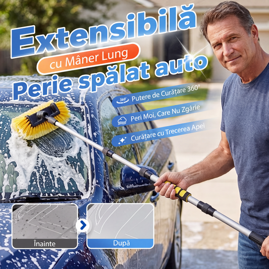 Perie extensibilă pentru spălarea mașinii cu mâner lung