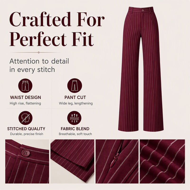Women's Striped Wide-Leg Trousers — High-Waisted 👖