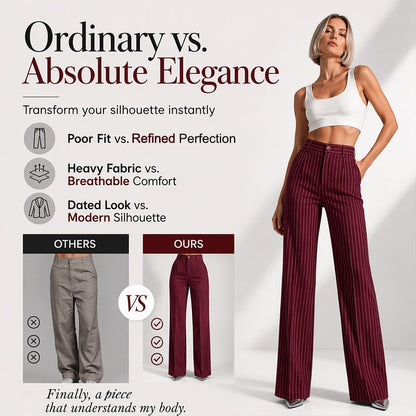 Women's Striped Wide-Leg Trousers — High-Waisted 👖
