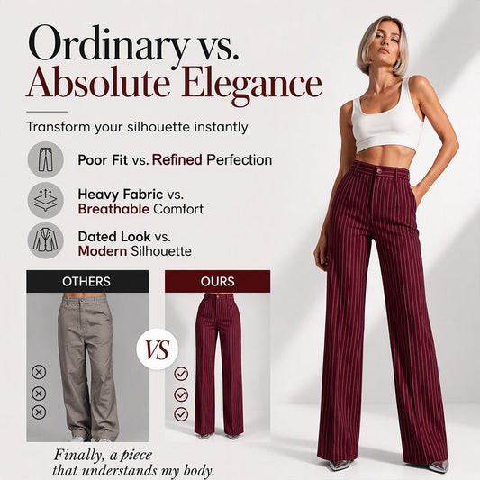 Women's Striped Wide-Leg Trousers — High-Waisted 👖