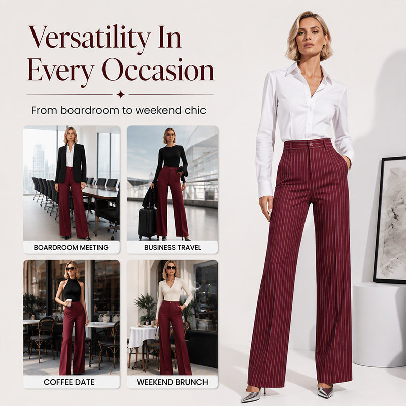 Women's Striped Wide-Leg Trousers — High-Waisted 👖