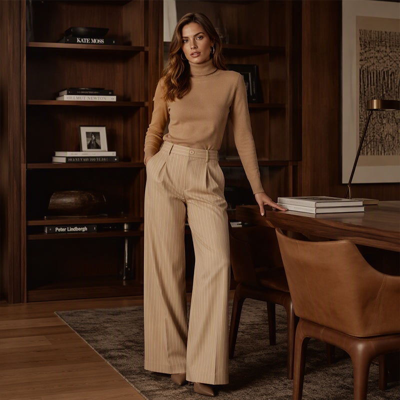Women's Striped Wide-Leg Trousers — High-Waisted 👖