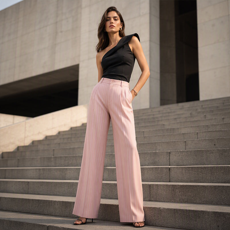 Women's Striped Wide-Leg Trousers — High-Waisted 👖