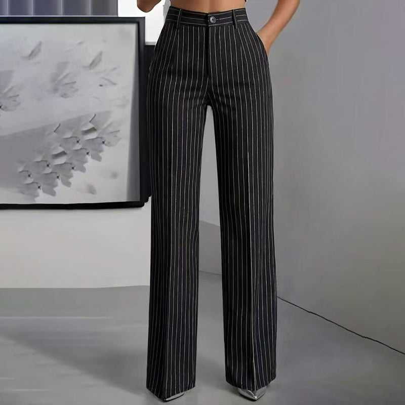 Women's Striped Wide-Leg Trousers — High-Waisted 👖