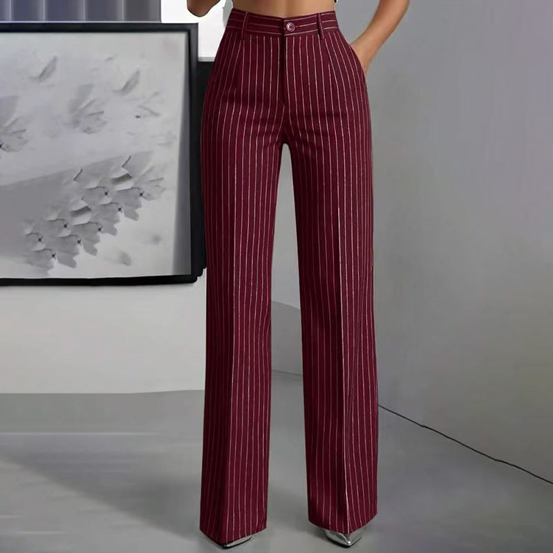 Women's Striped Wide-Leg Trousers — High-Waisted 👖