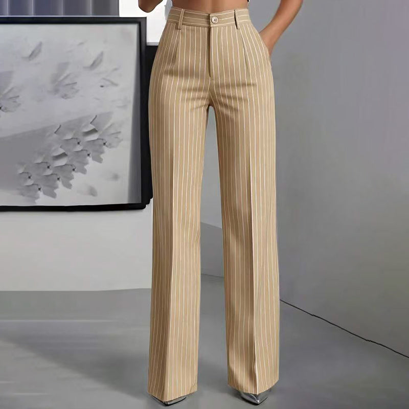 Women's Striped Wide-Leg Trousers — High-Waisted 👖