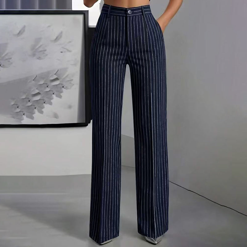 Women's Striped Wide-Leg Trousers — High-Waisted 👖