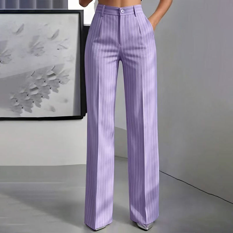 Women's Striped Wide-Leg Trousers — High-Waisted 👖
