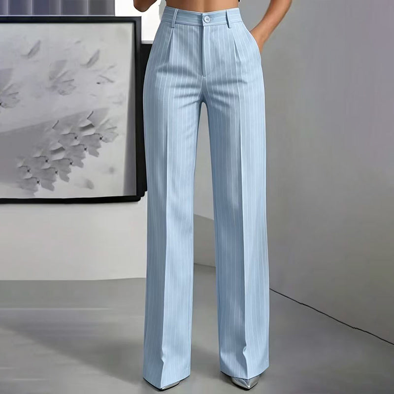 Women's Striped Wide-Leg Trousers — High-Waisted 👖
