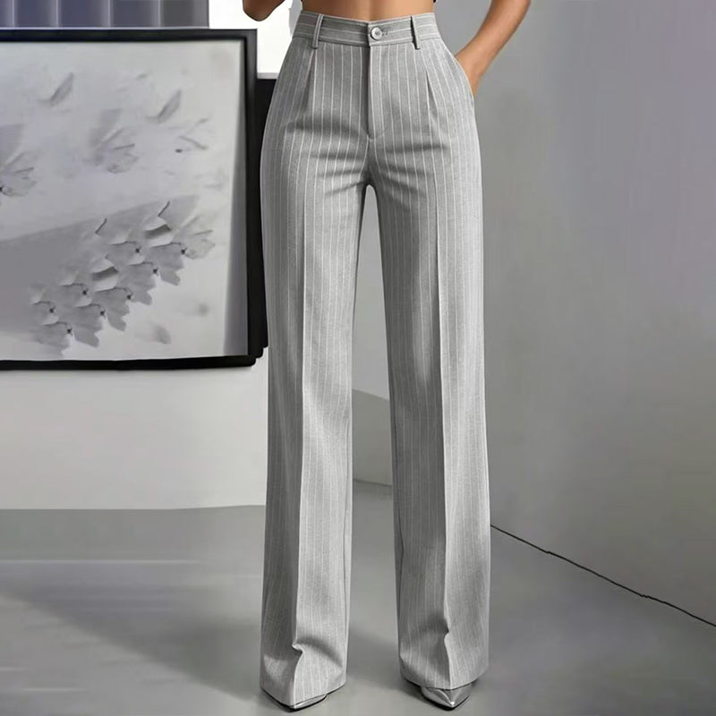 Women's Striped Wide-Leg Trousers — High-Waisted 👖