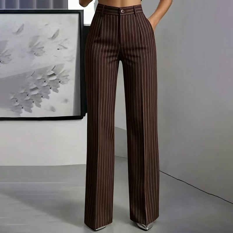 Women's Striped Wide-Leg Trousers — High-Waisted 👖