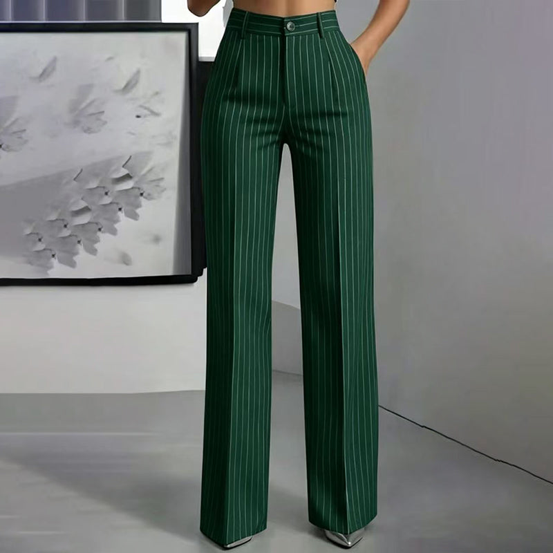 Women's Striped Wide-Leg Trousers — High-Waisted 👖