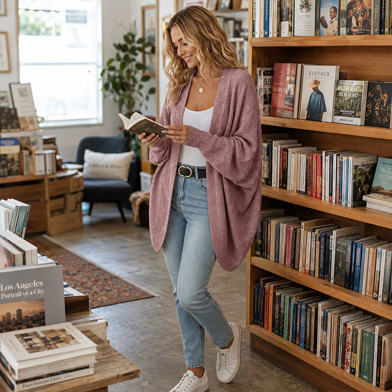 🌸🦇 Women's Loose Batwing Knit Cardigan | Relaxed Drape – Cosy Layer for Everyday ✨