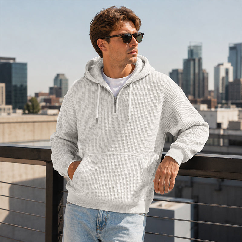 ❄️ Men's Knit Quarter-Zip Hoodie Sweatshirt | Easy Layering & Everyday Comfort ✨