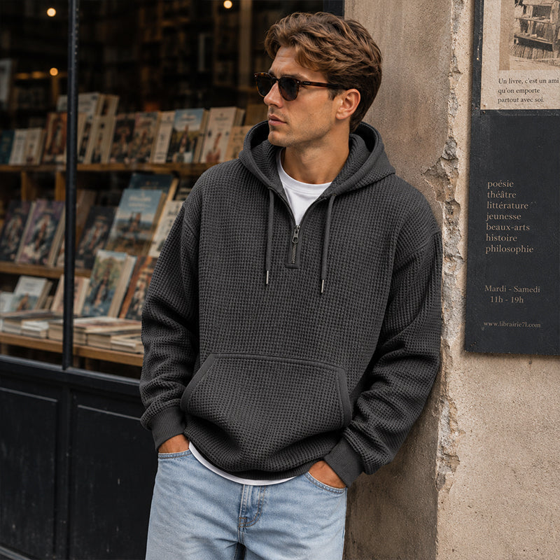 ❄️ Men's Knit Quarter-Zip Hoodie Sweatshirt | Easy Layering & Everyday Comfort ✨