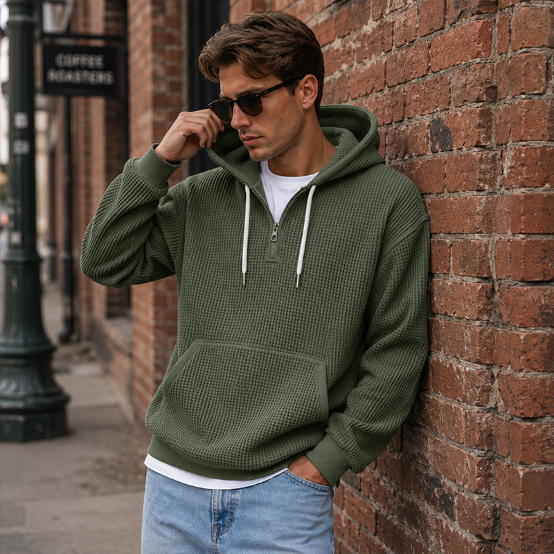 ❄️ Men's Knit Quarter-Zip Hoodie Sweatshirt | Easy Layering & Everyday Comfort ✨