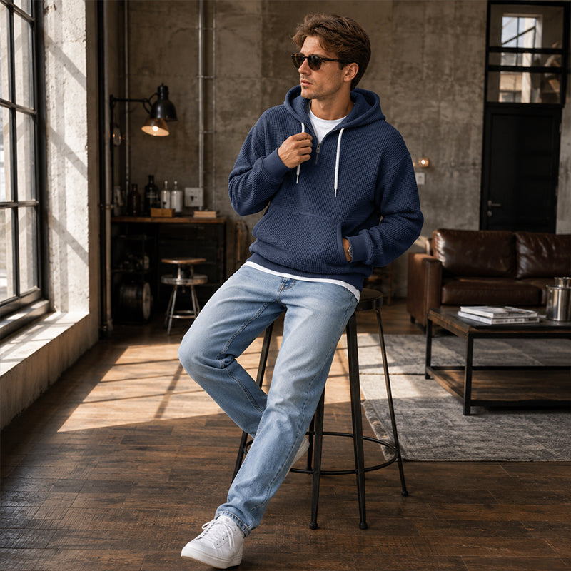 ❄️ Men's Knit Quarter-Zip Hoodie Sweatshirt | Easy Layering & Everyday Comfort ✨