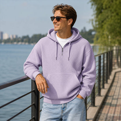 ❄️ Men's Knit Quarter-Zip Hoodie Sweatshirt | Easy Layering & Everyday Comfort ✨