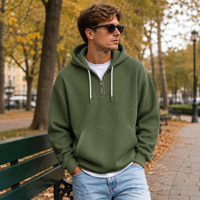 ❄️ Men's Knit Quarter-Zip Hoodie Sweatshirt | Easy Layering & Everyday Comfort ✨