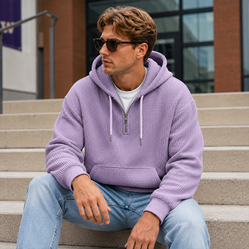 ❄️ Men's Knit Quarter-Zip Hoodie Sweatshirt | Easy Layering & Everyday Comfort ✨