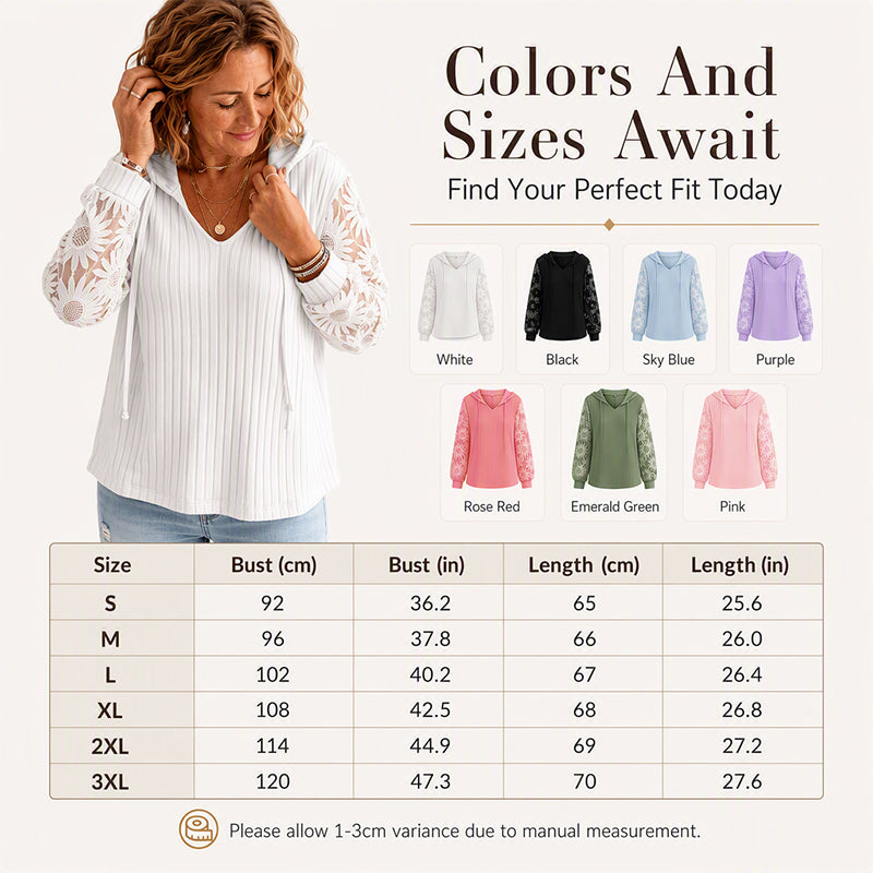 Women's Hooded Sweater — Chic Lace Sleeve 👚