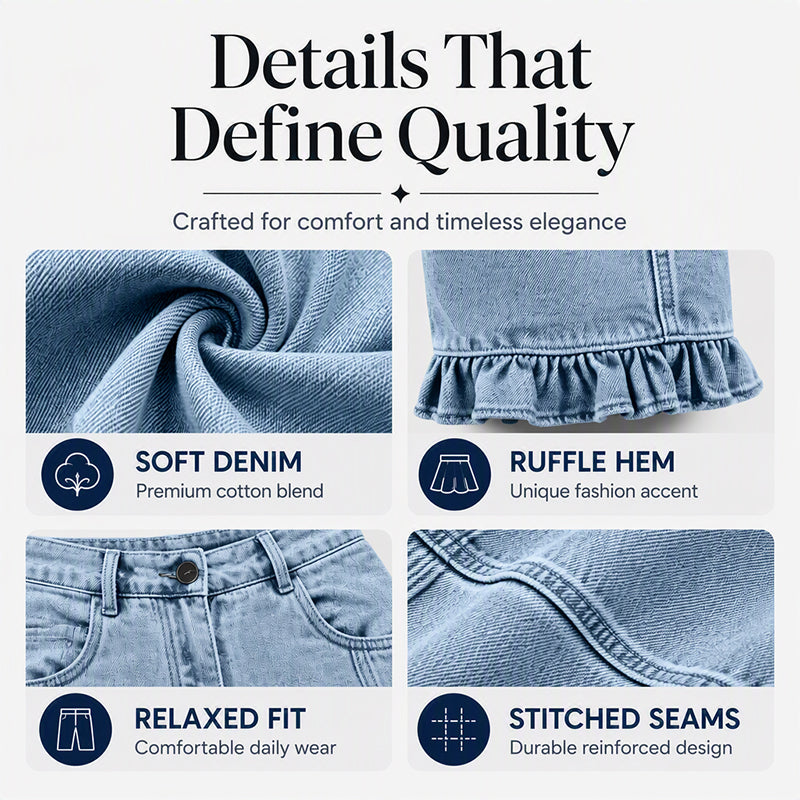 👖 Women's Ruffle-Hem Relaxed-Fit Jeans | Flattering Shape & Easy Everyday Style ✨